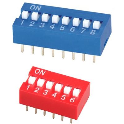 China PA66 UL94V-0 1 To 12 Pin DIP SWITCH With Blue Color Red Color For DS DIP Switch for sale