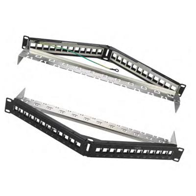 China VT-P3424S-Factory Telecom Direct Selling White Angled Shield 24 Port Network Patch Panel for sale