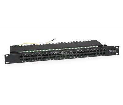 China Port Structure Cabling System Cat3 RJ11 UTP 1U 50 Crown IDC Voice Patch Panel 90 Degree for sale