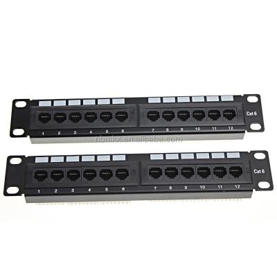 China Port Structure Cabling System Cat6 UTP 12 Patch Panel With White Label Printing for sale