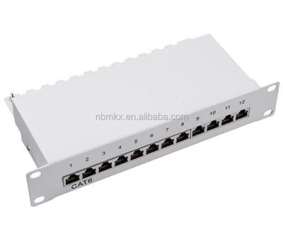 China Structure Wiring White Cat6 QUANTITY FTP 12 High-Level Patch Panel Port Crown IDC With Screw Hole for sale