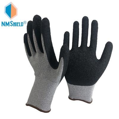 China NMSHIELD EN388 4X43D 13g Anti-cut fiberglass hppe nylon liner with latex ply palm liner anti-cut gloves for sale