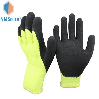 China NMSHIELD 7 Gauge Flexible Yellow Acrylic Layer Hi-Vis Inside Sponge Rubber Palm Coated Winter Use Safety Gloves for sale