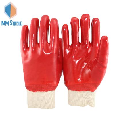 China Water Proof NMSHIELD Shorts Red PVC Coated Chemical Resistant Waterproof Industrial Gloves for sale