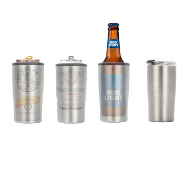 China Sustainable Double Walled Vacuum Insulated Beer Drink Coozies Stainless Steel 4 In 1 Box Cooler Holder for sale