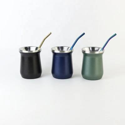 China Viable Hot Sale Yerba Mate Tea Cup With Bombillas Mate Cups Double Wall Stainless Steel Straw for sale