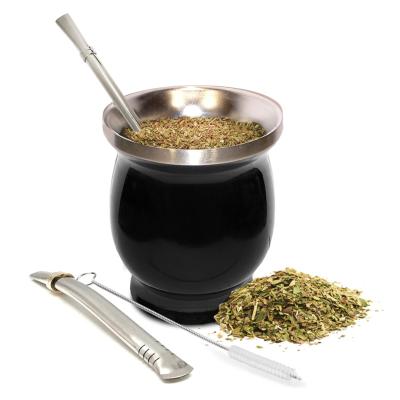 China Viable Metal Straw Stainless Steel Vacuum Cup Metal Double Wall Mate Set Thermo Tea Cup for yerba mate for sale