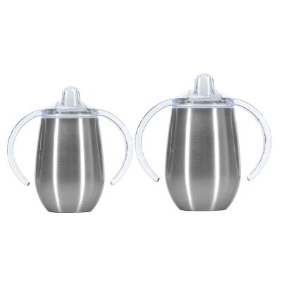 China 8oz 14oz BPA Free Stainless Steel Baby Sippy Cup Bottle With Spout Egg Shape Tumbler With Double Handle for sale