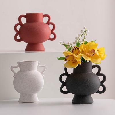 China Living room simple simple modern creative flower arrangement frosted ceramic decoration dried flowers flower vases table decoration flo for sale