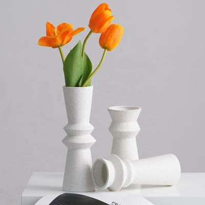 China Modern simple white Nordic creative ceramic decoration flower vase living room table building blocks TV dry cabinet ornaments for sale