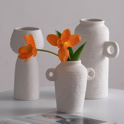 China Simple and modern Nordic white creative modern CIA ceramic decoration dried flower vase simple flower living room table decoration for sale