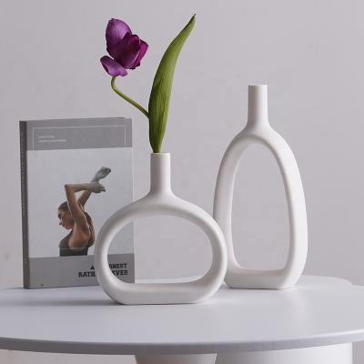 China Nordic simple and modern creative white ceramic decoration flower vase living room TV cabinet dry cabinet decoration Central Institute of Statistics for sale