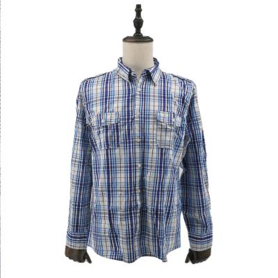 China 2022 Breathable Spring Autumn Casual Plaid Shirts Double Pockets Long Sleeves Fashion Loose Mens Jackets Custom for sale