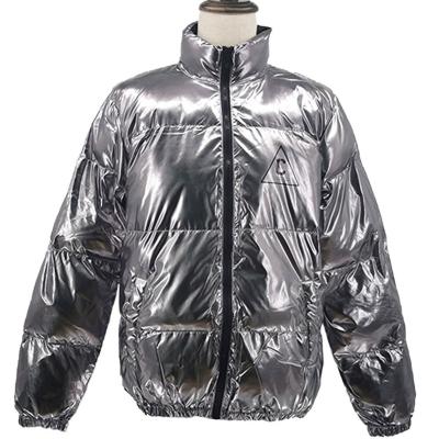 China Hot sale regular winter fashion bread bright leather silver outer jacket thickened warm men's down jacket for sale