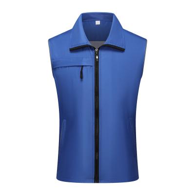 China 2022 New Solid Color Placket Anti-wrinkle White Placket Custom Logo Leisure Business Composite Reflective Vest for sale