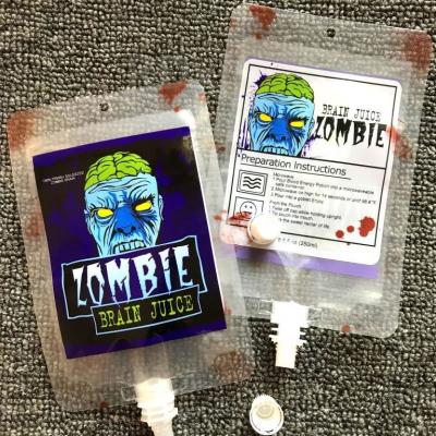 China Recyclable Custom Label Plastic Bag For Liquid Pouch Packaging With Screw Top / Blood Juice /drink Bag With Spout for sale