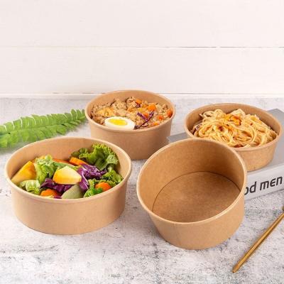 China 1300Ml Round Food Container Paper Single Wall Disposable Deli Packaging Biodegradable Salad Soup Bowl for sale