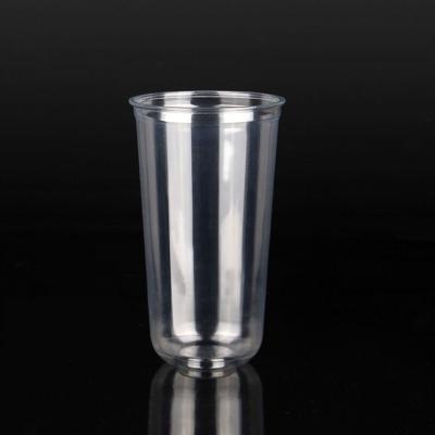 China 24OZ Single Wall U Shape Disposable Coffee Cups PET Beverage Cups Custom Support Logo Cups Transparent for sale