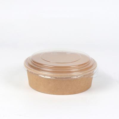 China Disposable Eco Friendly Take Away Kraft Salad Paper Bowl With Lid Paper Plastic Lid for sale