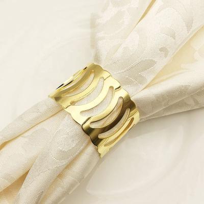 China Western Napkin Ring Wedding Table Decoration HWM41 Dinner Napkin Crescent Moon Rings Napkin Holder Viable Gold Cavity for sale