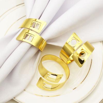 China Metal Letters Napkin Ring Mouth Ring Hotel Sample Room Set Table Christmas Napkin Ring High End Viable HWM90 for sale