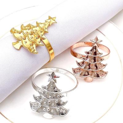 China Sustainable Merry Christmas Tree Napkin Rings Decorations For Home Christmas Napkins Ornament Happy New Year 2021 HWC53 for sale