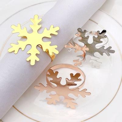 China Sustainable Christmas Napkin Rings Napkin Holder For Holiday Christmas Table Decoration Snowflake Napkin Loop HWC135 for sale