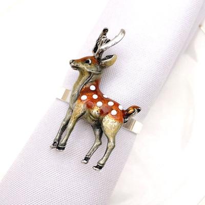 China Christmas Reindeer Viable Napkin Ring Holders Xmas Table Decoration For Sip Wedding Home Banquet Hotel Table HWC150 for sale