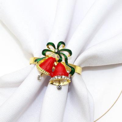 China Sustainable Christmas Bell Napkin Rings Napkin Rings Holder For Christmas Thanksgiving Dinner Table Decoration HWE43 for sale