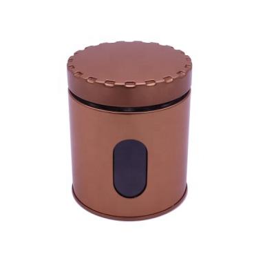 China Airtight Tinplate+plastic CR Round Tin Box With PE window on Tin Body in different sizes for sale