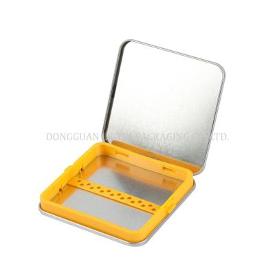 China Food Kid Resistance Square Hinged Lid Tin Box With Plastic Insert For Prerolls for sale