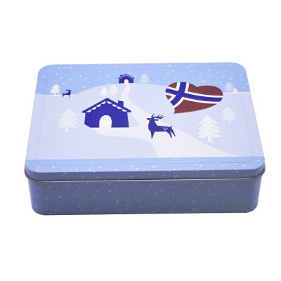 China Airtight Custom Cookies Tin Box Storage Tins of Logo Sale Decorative Rectangular Christmas for sale