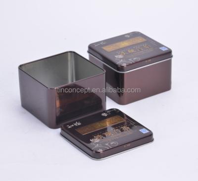 China Factory Supply Custom Promotional Square Materials/Metal Cookie Recycled Coffee/Tea Tin Box for sale