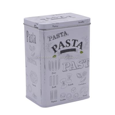 China Airtight Metal Material white food grade custom tin box for pasta food for sale