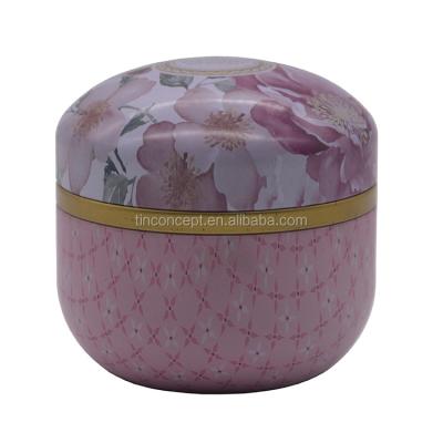 China Round Style Airtight Durable High End Pink Printing Metal Candle Box for sale