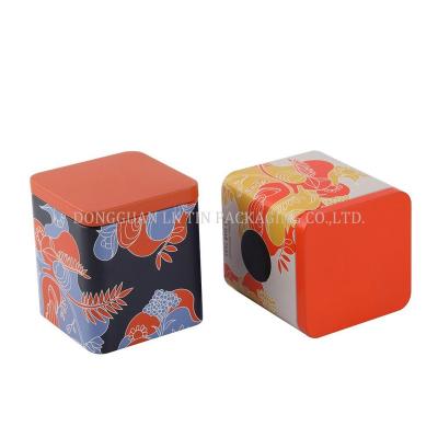 China Custom High Quality Square Airtight Tin Box With Lid Food Grade Tea Container From China Manufacturer 75X75x80mm for sale