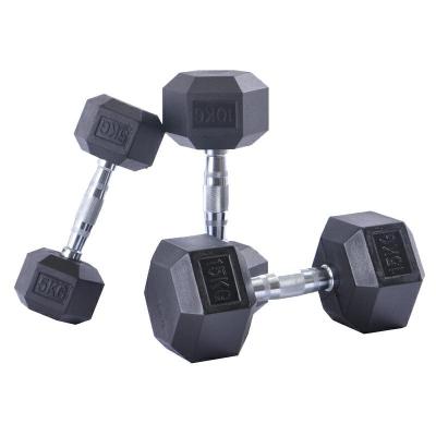 China Universal factory direct sales of hexagonal rubber covered dumbbells, wholesale prices are cheap, can be customized private logo for sale