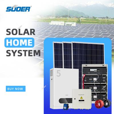 China External Battery SUOER manufacturer 5kw 10kw hybrid solar energy system single phase for home project for sale