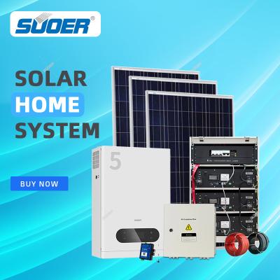 China External Battery SUOER  supplier 5kw 10kw 15kw 20 kw solar energy system set with lithium battery for sale