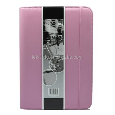 China Leather a4 folder with notepad pink PU leather a4 folder with notepad, custom zipper binders for sale