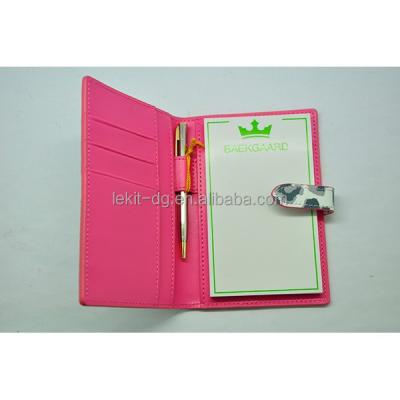 China Loose-leaf notepad in leather cover and with attached pen for sale