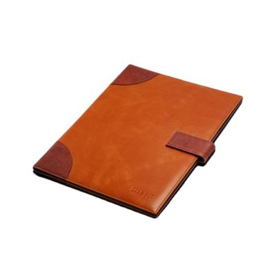 China Stitching Around Cover A4 PU Leather Assembling Folder With Name Card Pockets for sale