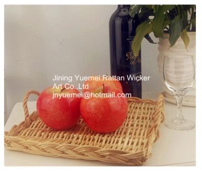 China 2016 wicker tray wicker pallet wicker fruit tray square shape with handle for sale