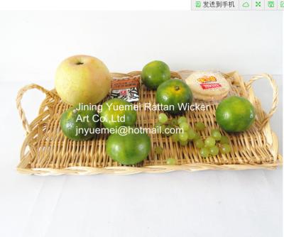 China 2016 wicker tray basket wicker storage basket willow fruit tray square shape for sale