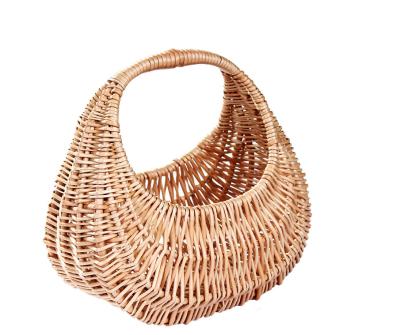 China wicker egg baskets willow picnic baket with handle hand made manuafcturer brown color customize size for sale