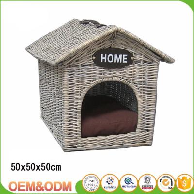 China wicker indoor basket easy take willow wicker kennel with handle cover for sale