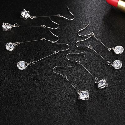 China 2018 Fashion American style lady parts Earrings Ear Drops Silver Exported Korea Fashion Flower shapes Diamond for sale