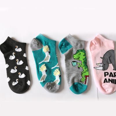 China Sweat-absorbent women spring summer cartoon low cut thongs breathable cotton boat socks for sale