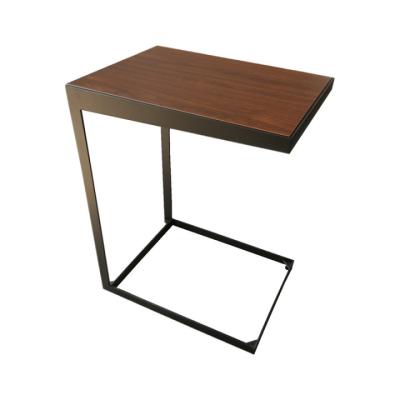 China Contemporary Modern Square Wood Panel Table Living Room Coffee Table Metal Top Side Table for sale