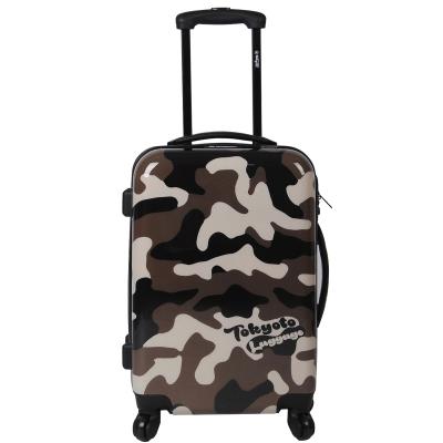 China New Hard Shell Trolley Luggage Travel Bag Fashion Print ABS PC Luggage With USB Build for sale